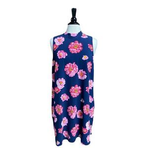 Mud Pie Navy & Pink Floral Sleeveless Dress Size Large